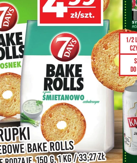 7 Days Bake Rolls Chrupki chlebowe o smaku śmietanowo cebulowym 150 g