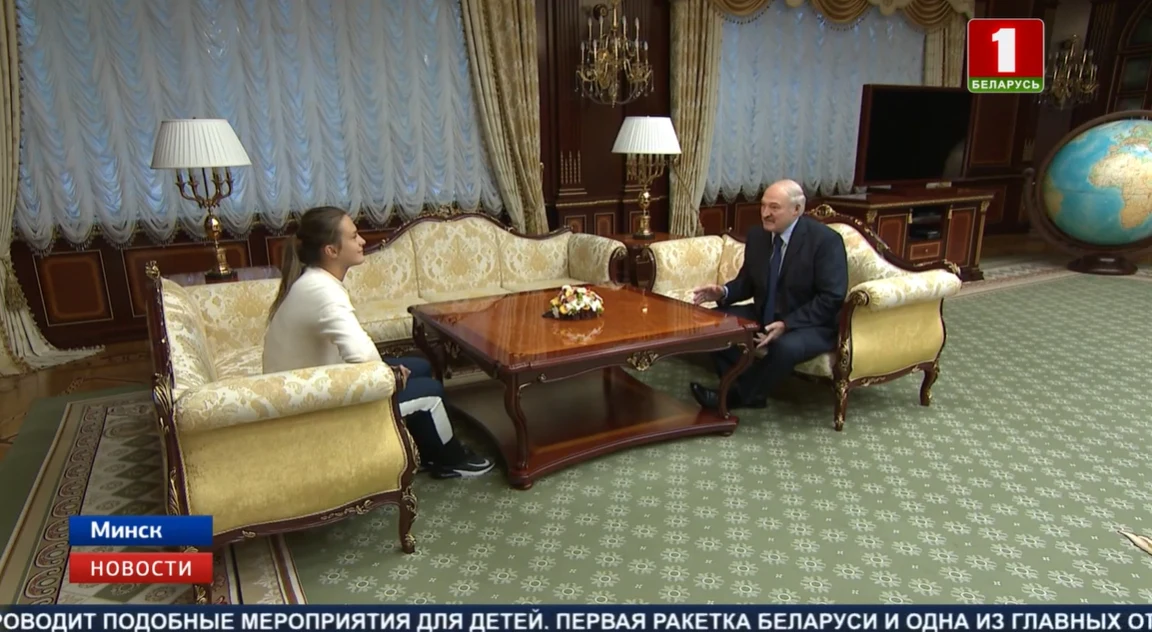 Aryna Sabalenka na spotkaniu z Aleksandrem Łukaszenką, 2018 rok