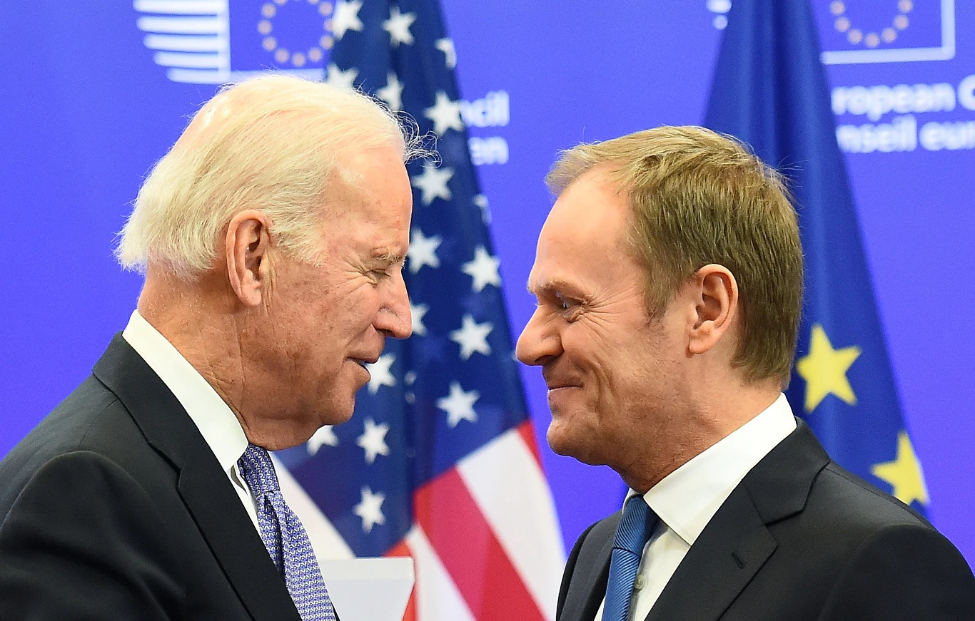 Prezydent Stanów Zjednoczonych Joe Biden i były premier Polski Donald Tusk Prezydent Stanów Zjednoczonych Joe Biden i były premier Polski Donald Tusk