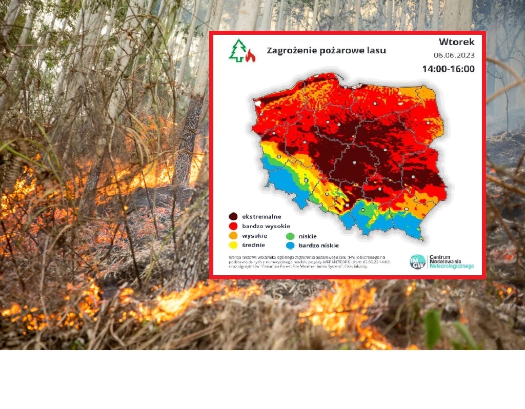 Alert Rządowego Centrum Bezpieczeństwa ogłosił alert dotyczący zagrożenia przeciwpożarowego w lasach w czterech powiatach w północno-zachodniej części kraju..