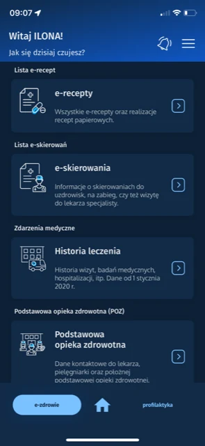 Sekcja "e-zdrowie" Sekcja "e-zdrowie"