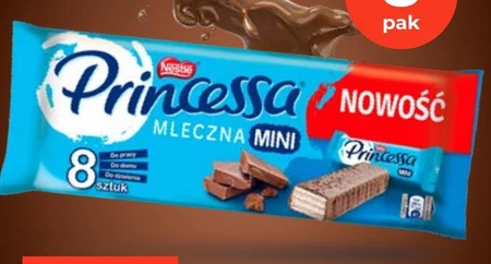 Princessa Mini Wafel przekładany kremem kakaowym oblany mleczną czekoladą 104 g (8 x 13 g)