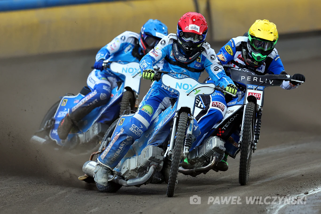 Unia Tarnów - Stal Rzeszów. Od lewej: Rene Bach, Matic Ivacic, Kevin Woelbert.