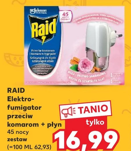 Raid Elektrofumigator z płynem owadobójczym przeciw komarom róża i drzewo sandałowe 27 ml