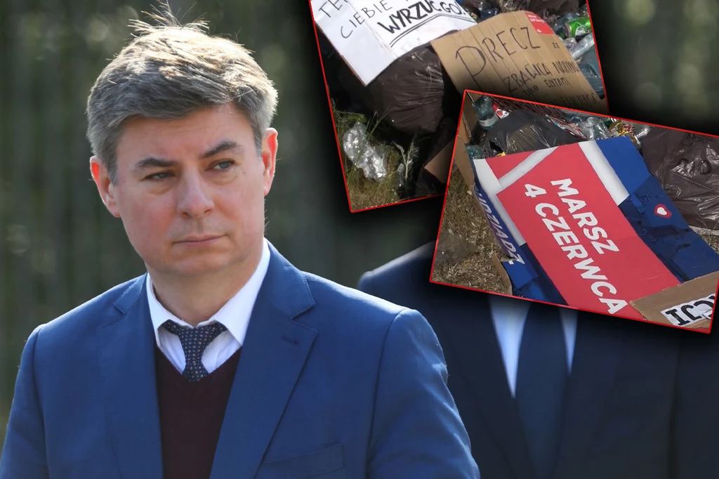 Jan Grabiec komentuje transparenty wyrzucone na nielegalnym wysypisku Jan Grabiec komentuje transparenty wyrzucone na nielegalnym wysypisku