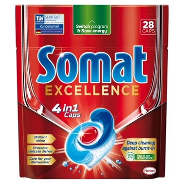 Somat Excellence 4 in 1 Caps Kapsułki do mycia naczyń w zmywarkach 484,4 g (28 x 17,3 g) - 0