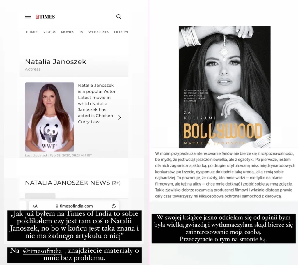 Instastory Natalii Janoszek Instastory Natalii Janoszek