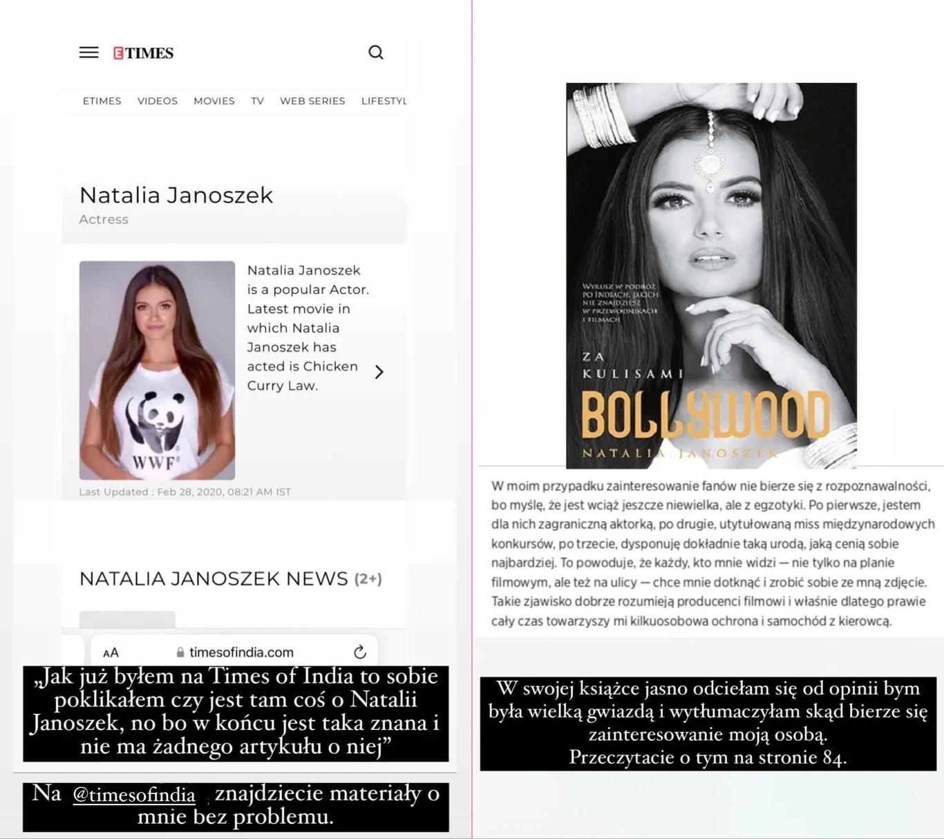 Instastory Natalii Janoszek Instastory Natalii Janoszek