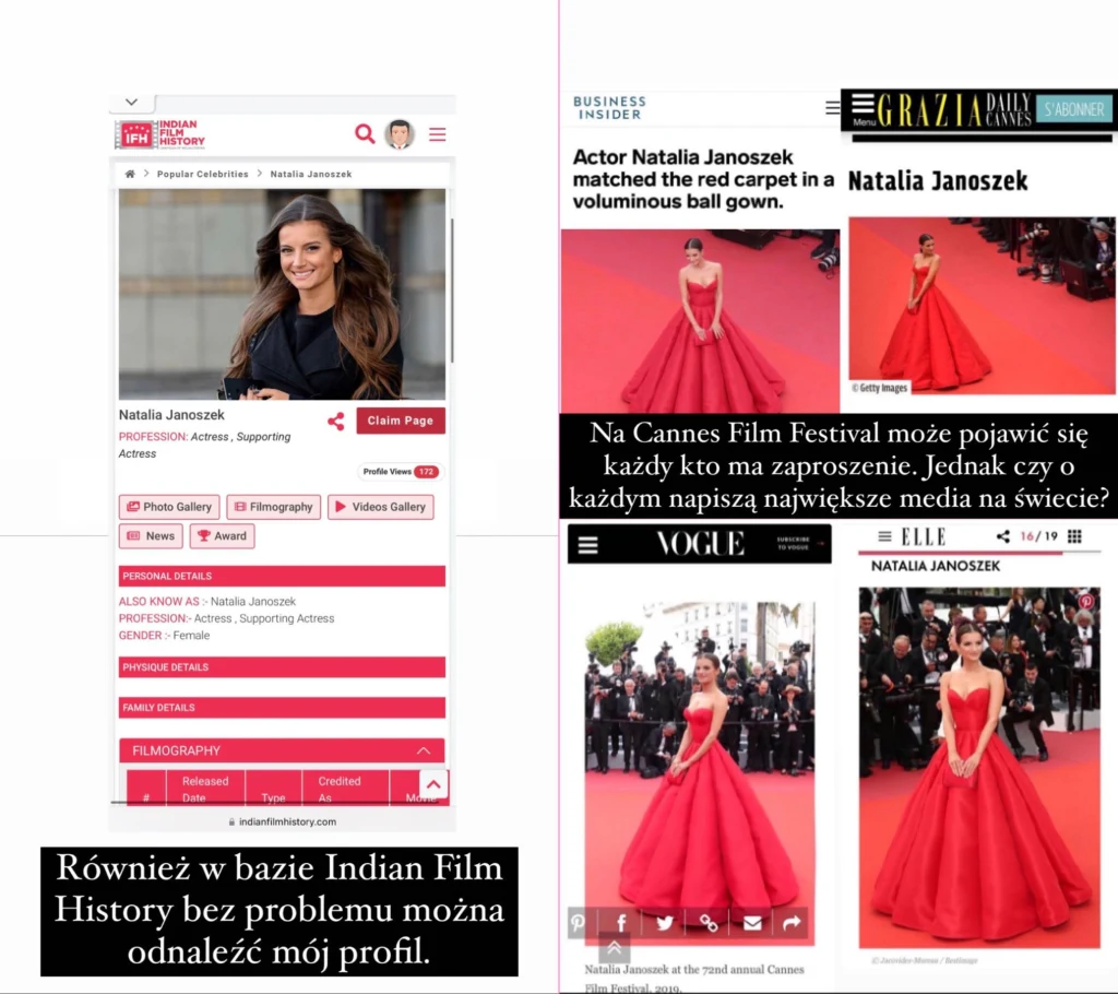 Instastory Natalii Janoszek Instastory Natalii Janoszek