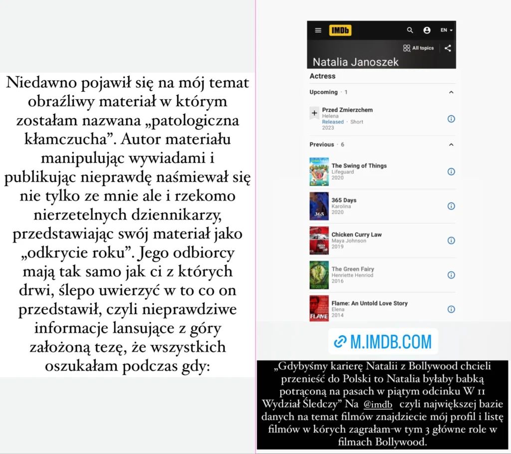 Instastory Natalii Janoszek Instastory Natalii Janoszek