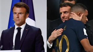 Prezydent reprezentacji Francji Emmanuel Macron oraz gwiazdor reprezentacji "Trójkolorowych" - Kylian Mbappe