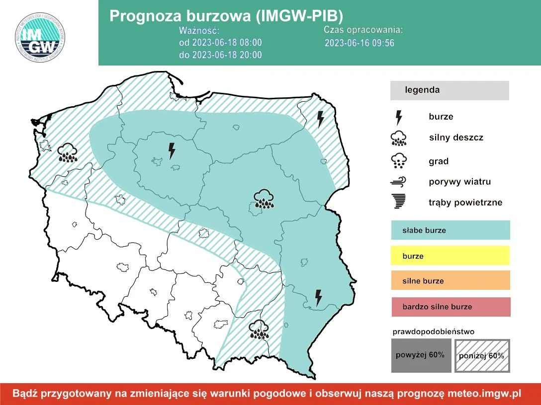 W niedzielę burze możliwe będą na północy, w centrum oraz na południowym wschodzie kraju W niedzielę burze możliwe będą na północy, w centrum oraz na południowym wschodzie kraju