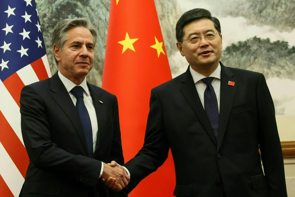 Sekretarz Stanu USA Antony Blinken i minister spraw zagranicznych Chin Qin Gang Sekretarz Stanu USA Antony Blinken i minister spraw zagranicznych Chin Qin Gang