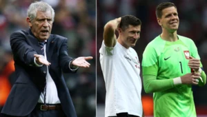 Selekcjoner reprezentacji Polski Fernando Santos, jej kapitan Robert Lewandowski oraz bramkarz Wojciech Szczęsny