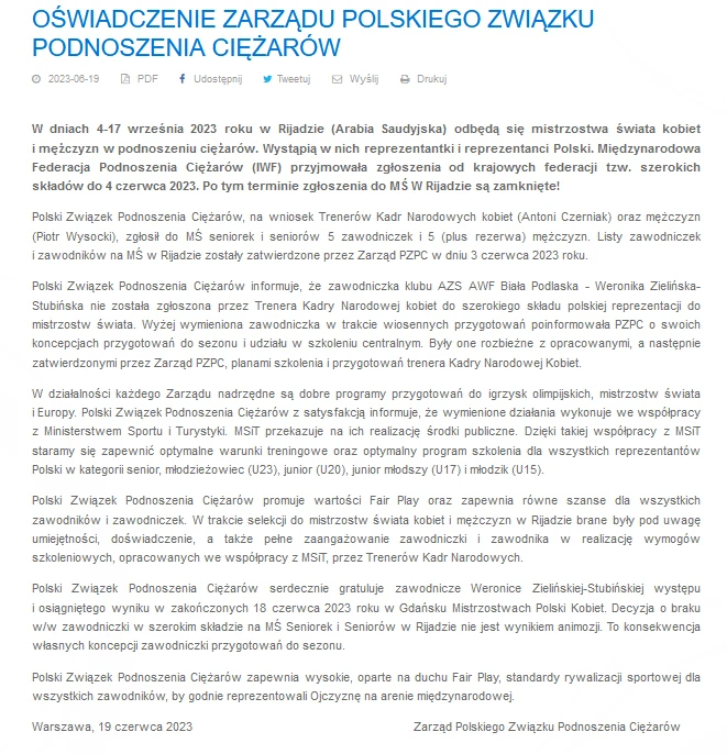 Pełna treść oświadczenia PZPC