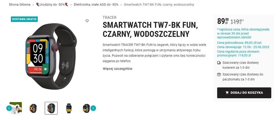 smartwatch na promocji w Biedronce