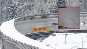 Tor saneczkowo-bobslejowy w Niemczech. W ramce przebieg toru na Górze Iwonka w Krynicy-Zdroju