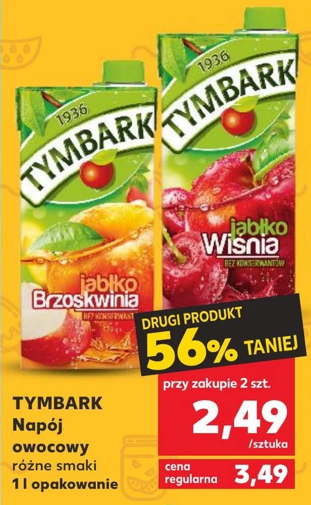 Tymbark Napój owocowy jabłko brzoskwinia 1 l