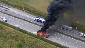 Pożar ciężarówki na A4 pod Wrocławiem