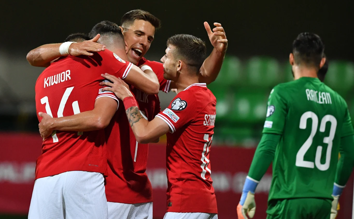 Radość reprezentacji Polski po bramce zdobytej w meczu z Mołdawią Radość reprezentacji Polski po bramce zdobytej w meczu z Mołdawią