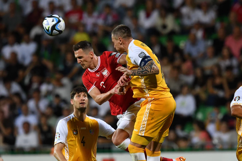 Arkadiusz Milik w meczu z Mołdawią