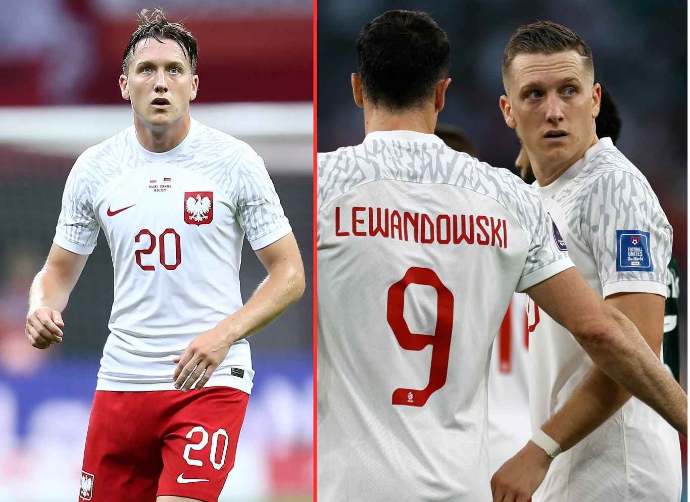 Piotr Zieliński oraz Robert Lewandowski w barwach reprezentacji Polski