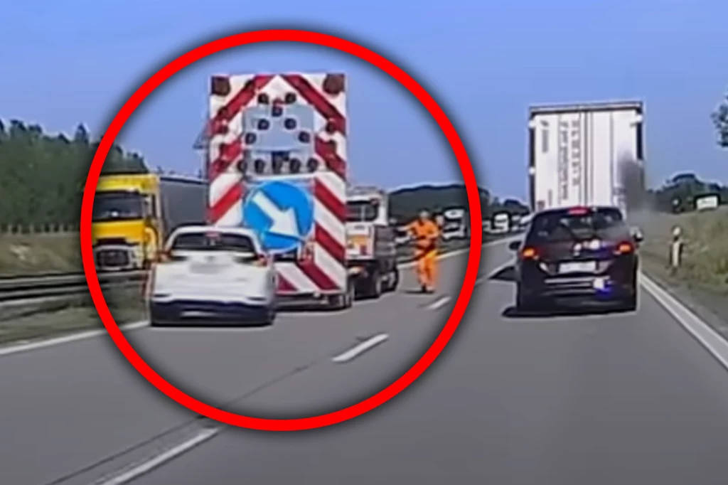 Wjechał w służbę drogową na autostradzie A4/YouTube STOP CHAM/zrzut ekranu