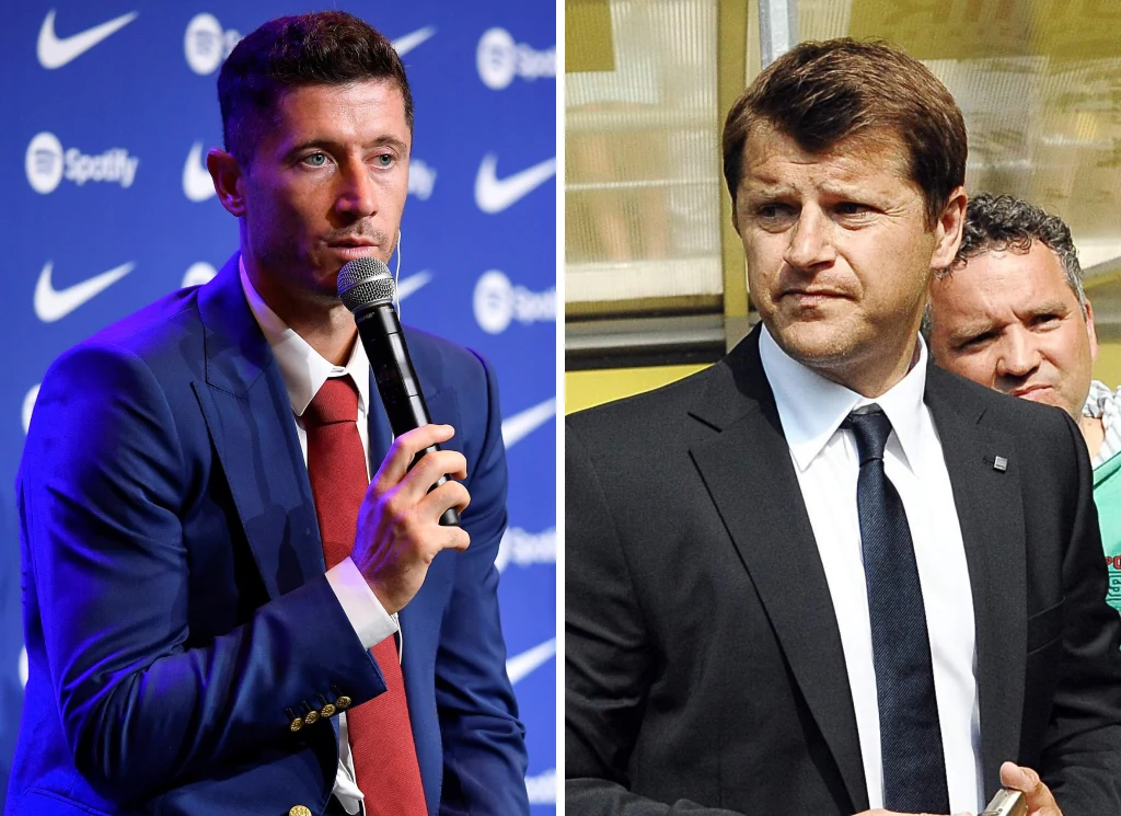 Robert Lewandowski - napastnik FC Barcelona i reprezentacji Polski oraz jego były agent Cezary Kucharski Robert Lewandowski - napastnik FC Barcelona i reprezentacji Polski oraz jego były agent Cezary Kucharski