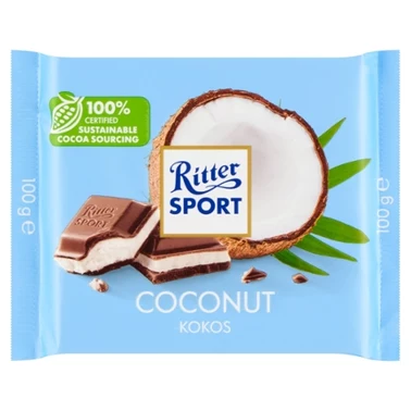 Ritter Sport Czekolada mleczna nadziewana kremem kokosowym 100 g - 0