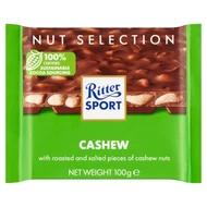 Ritter Sport Czekolada mleczna z prażonymi solonymi kawałkami orzechów nerkowca 100 g