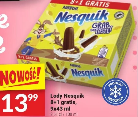Nesquik Lody kakaowe i lody waniliowe 387 ml (9 sztuk)