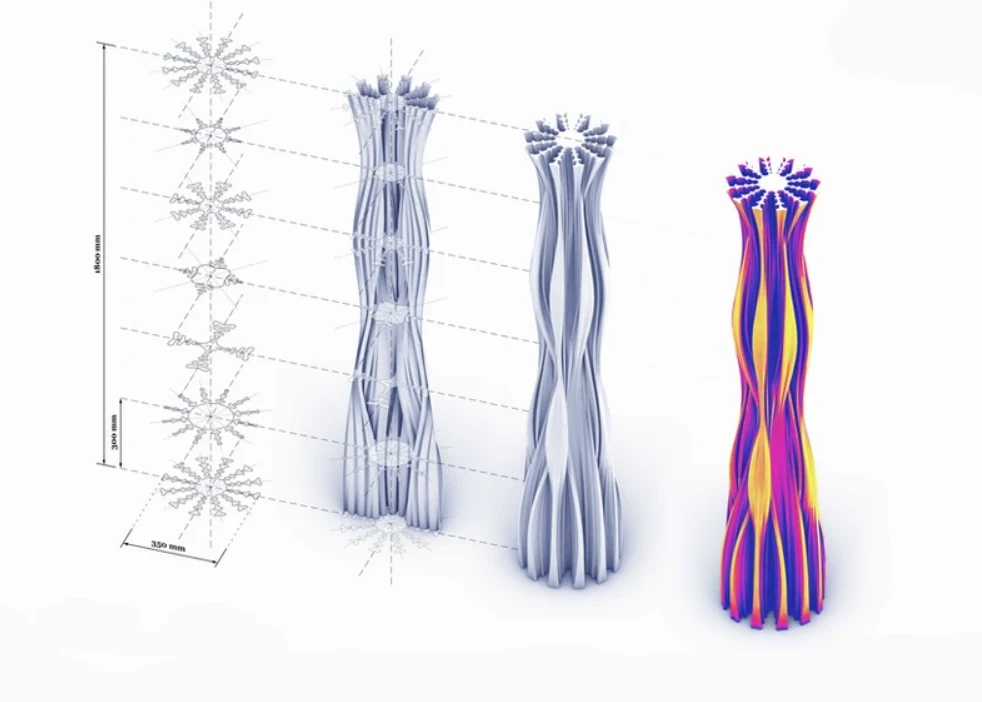 Projekt kolumny wydrukowanej z grzybni. Gotowy element można podziwiać w londyńskim Muzeum Designu. Projekt kolumny wydrukowanej z grzybni. Gotowy element można podziwiać w londyńskim Muzeum Designu.