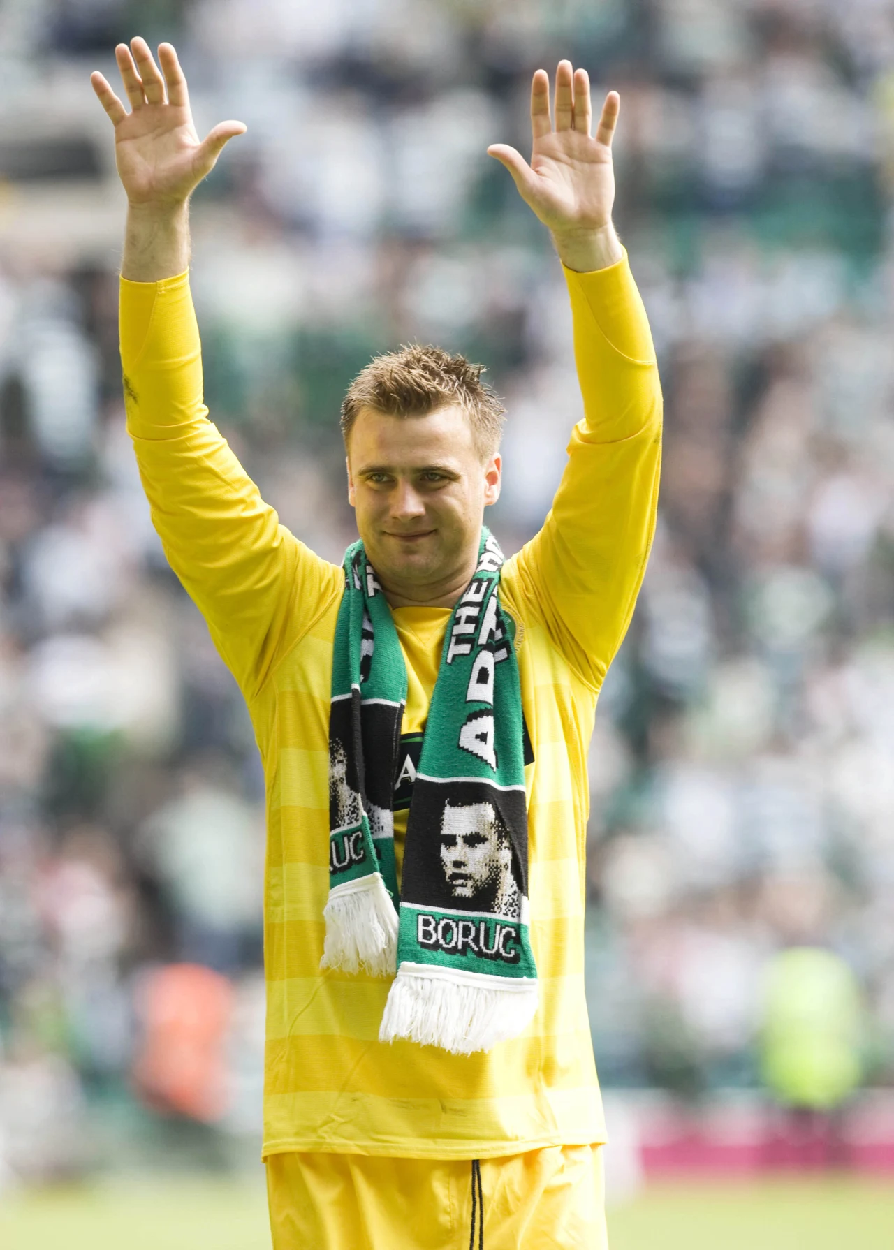Rok 2008. Artur Boruc po ligowym zwycięstwie Celtiku nad Hibernian FC (2-0)