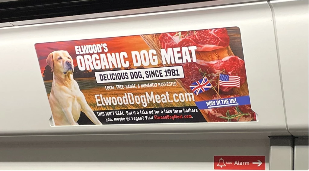 Firma oferuje etycznie hodowane mięso z psa rozmaitych ras. Labradora poleca się na steki a mopsy na bekon. 