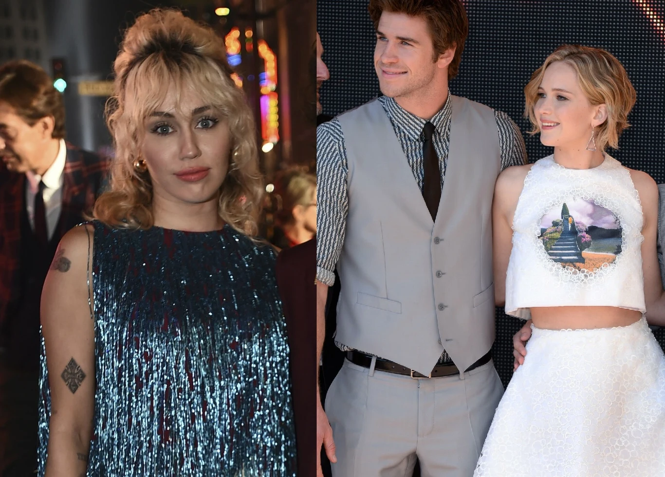 Miley Cyrus, Liam Hemsworth i Jennifer Lawrence. Miley Cyrus, Liam Hemsworth i Jennifer Lawrence.