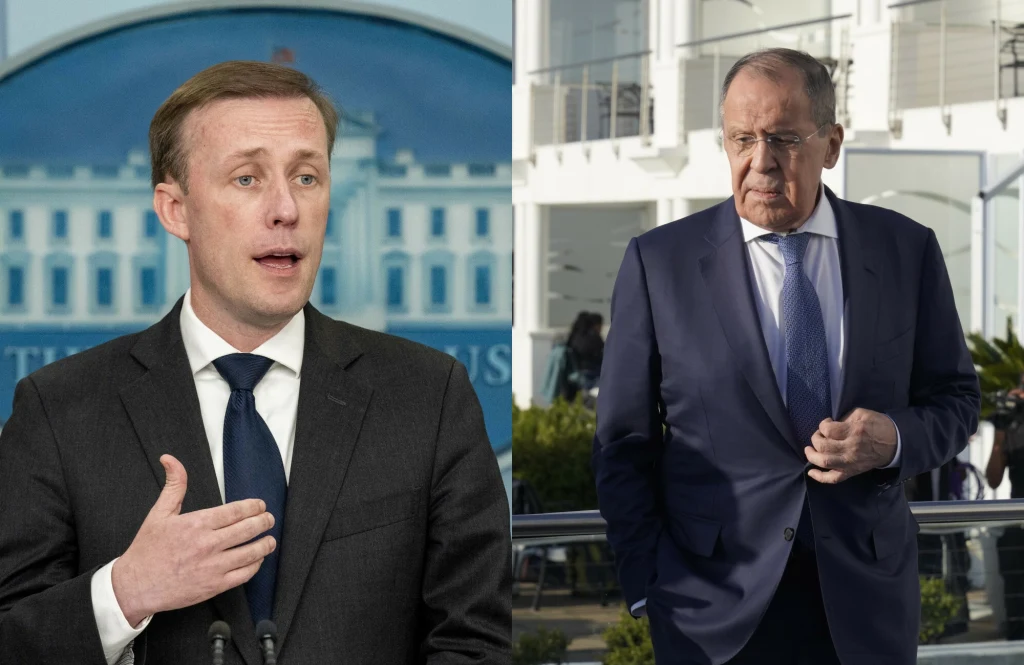 Doradca ds. bezpieczeństwa narodowego USA Jake Sullivan i minister spraw zagranicznych Rosji Siergiej Ławrow Doradca ds. bezpieczeństwa narodowego USA Jake Sullivan i minister spraw zagranicznych Rosji Siergiej Ławrow