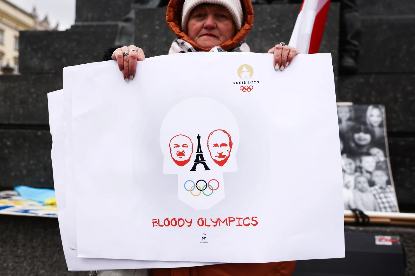 Protest przeciwko udziałowi Białorusi i Rosji w igrzyskach