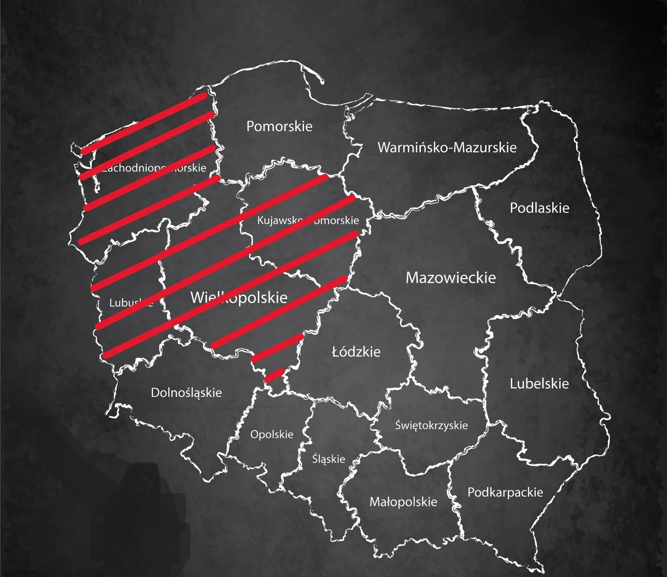 Obszar Polski odpowiadającemu obszarowi występowania pożarów w Kanadzie. 