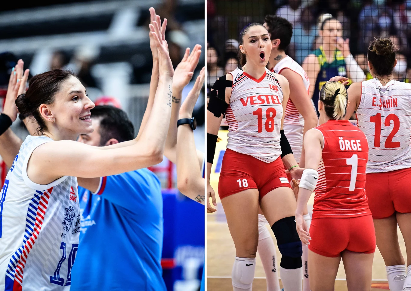 Tijana Bosković (z lewej) znakomicie spisała się w Lidze Narodów. Zehra Gunes (z numerem 18) pomogła siatkarkom z Turcji ograć Brazylię Tijana Bosković (z lewej) znakomicie spisała się w Lidze Narodów. Zehra Gunes (z numerem 18) pomogła siatkarkom z Turcji ograć Brazylię