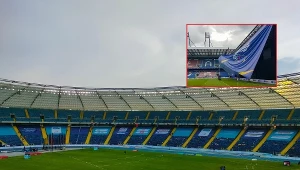 Puste trybuny na Stadionie Śląskim to zdecydowanie najgorszy obraz Igrzysk Europejskich Kraków-Małopolska 2023. W ramce awaria na stadionie w czasie meczu rugby 7