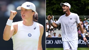 Wimbledon. Na zdjęciu Iga Świątek oraz Andy Murray