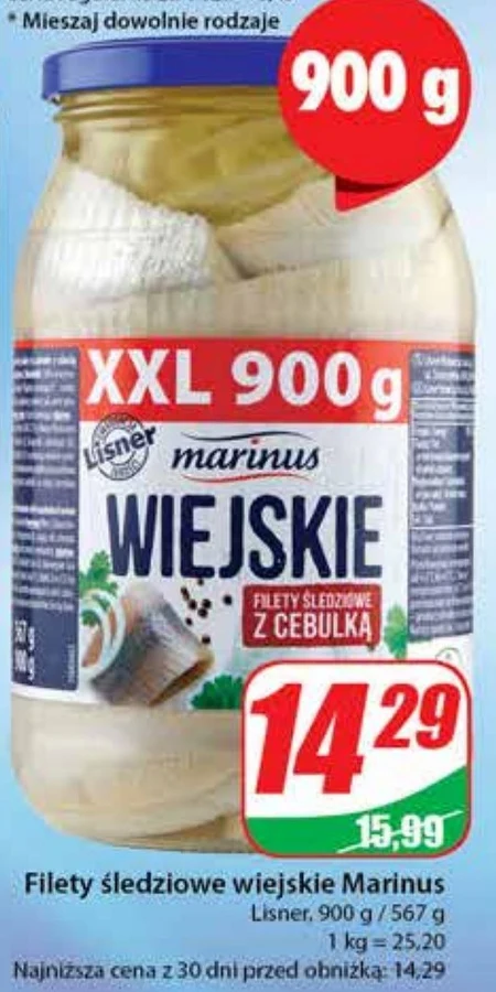 Marinus Wiejskie filety śledziowe z cebulką 900 g