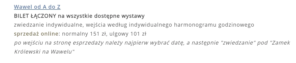 Ceny biletu łączonego