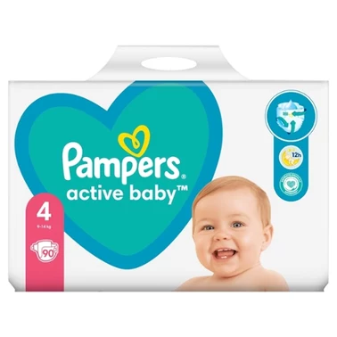 Pampers Active Baby, rozmiar 4, 90 pieluszek, 9kg-14kg - 1