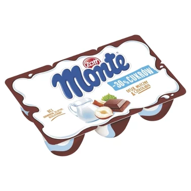 Zott Monte -30 % cukrów Deser mleczny z czekoladą i orzechami 330 g (6 x 55 g) - 0