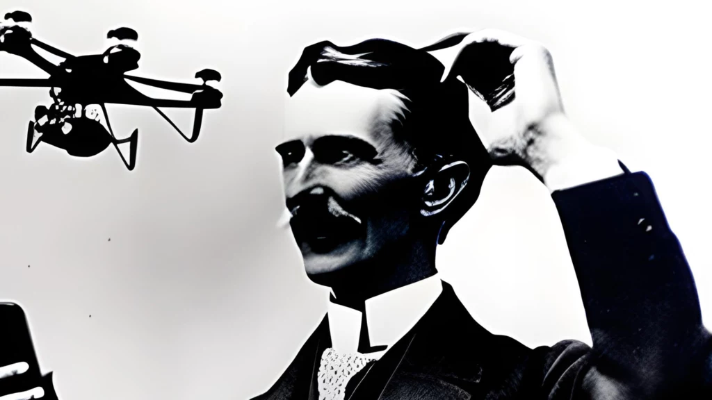 Nikola Tesla z dronem. Jedna z przepowiedni wynalazcy okiem sztucznej inteligencji 