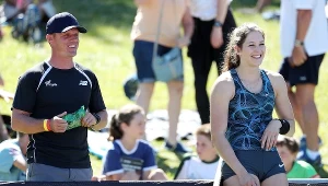 Eliza McCartney i trener Jeremy McColl