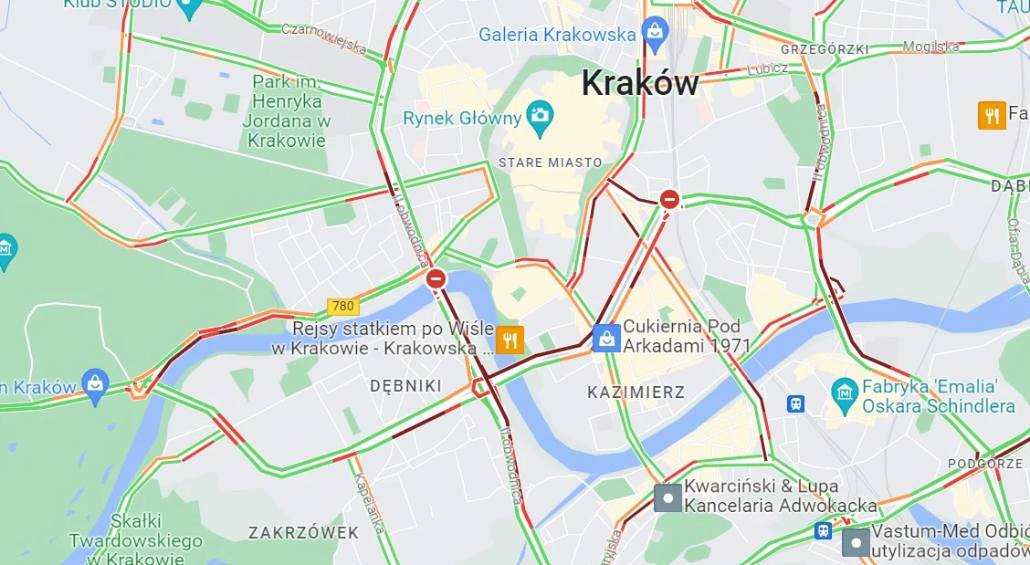 Mapy Googla na bordowo