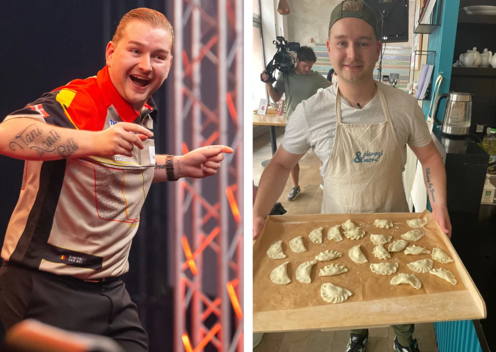 Dimitri Van den Bergh zagra z Krzysztofem Ratajskim w 1/4 finału Poland Darts Masters. Wcześniej sprawdził się w lepieniu pierogów Dimitri Van den Bergh zagra z Krzysztofem Ratajskim w 1/4 finału Poland Darts Masters. Wcześniej sprawdził się w lepieniu pierogów
