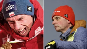 Skoki narciarskie. Na zdjęciu reprezentant Polski Piotr Żyła i były trener "Biało-Czerwonych" Stefan Horngacher